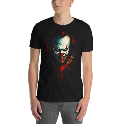 hombre con camiseta payaso terror pennywise it negra