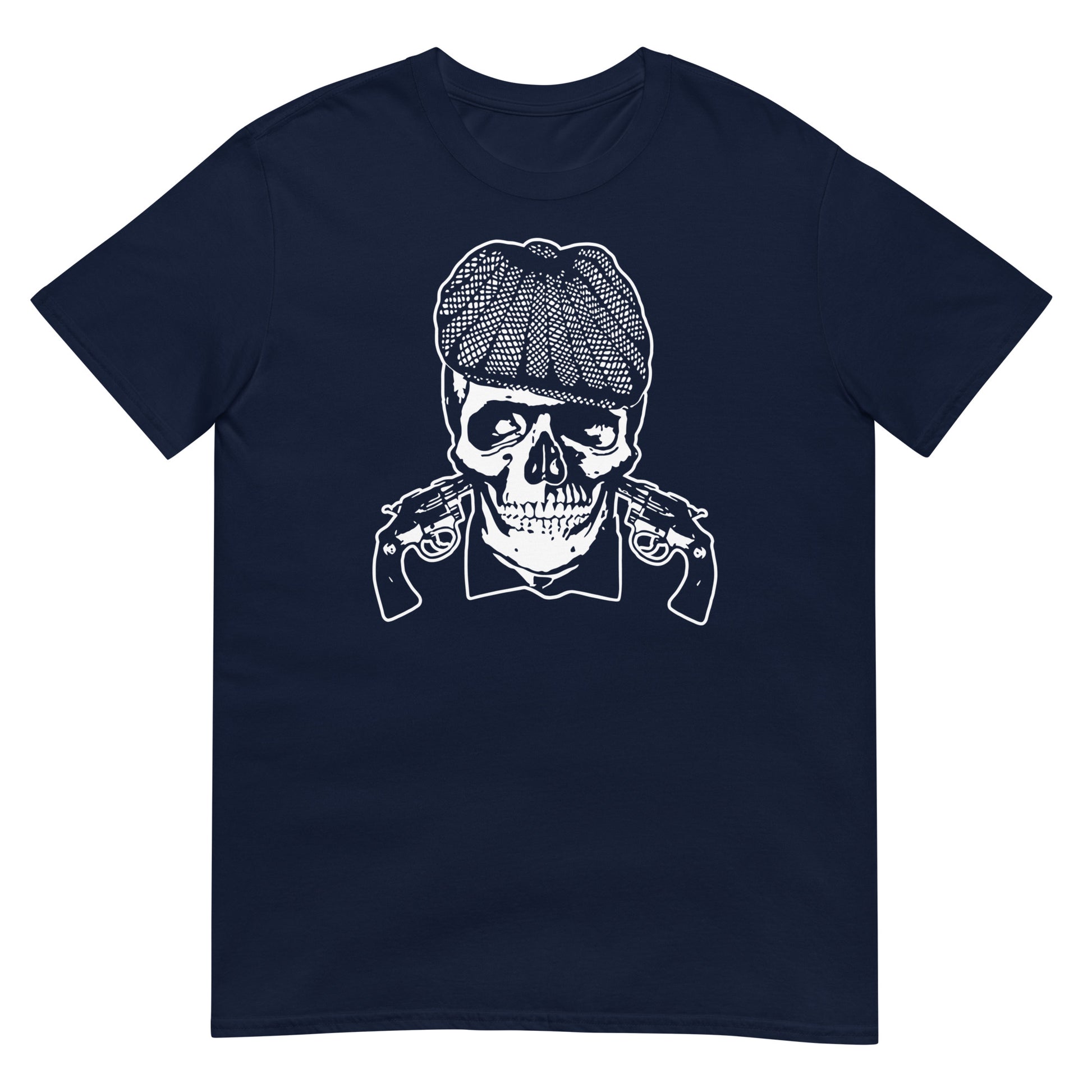 mujer con camiseta peaky blinders shelby skull tommy en color azul marino
