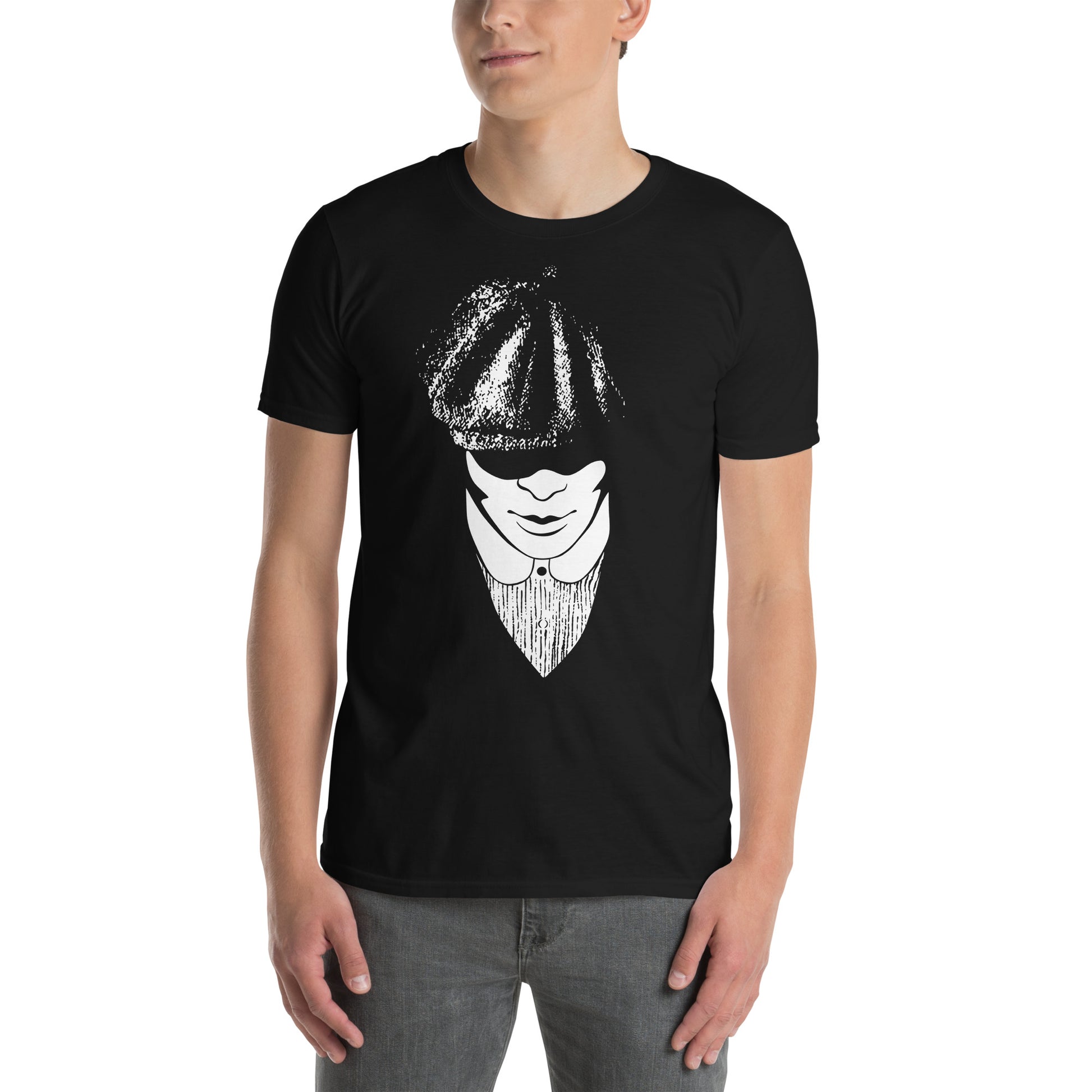 hombre con camiseta de tommy shelby de peaky blinders en color negro