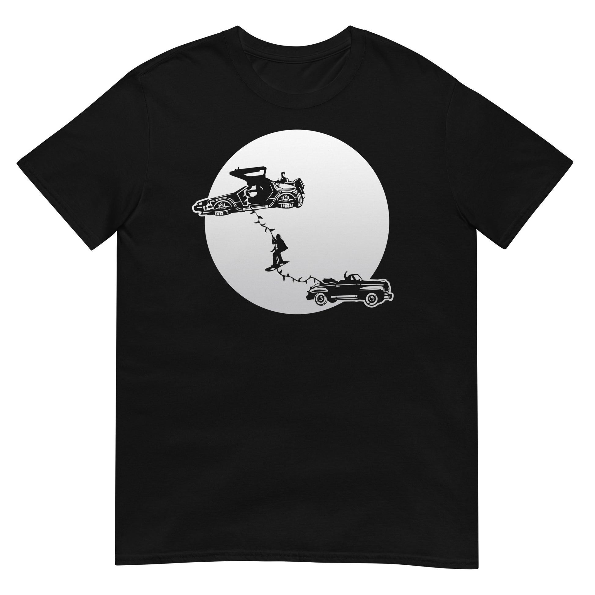 camiseta persecucion tiempo regreso al futuro negra