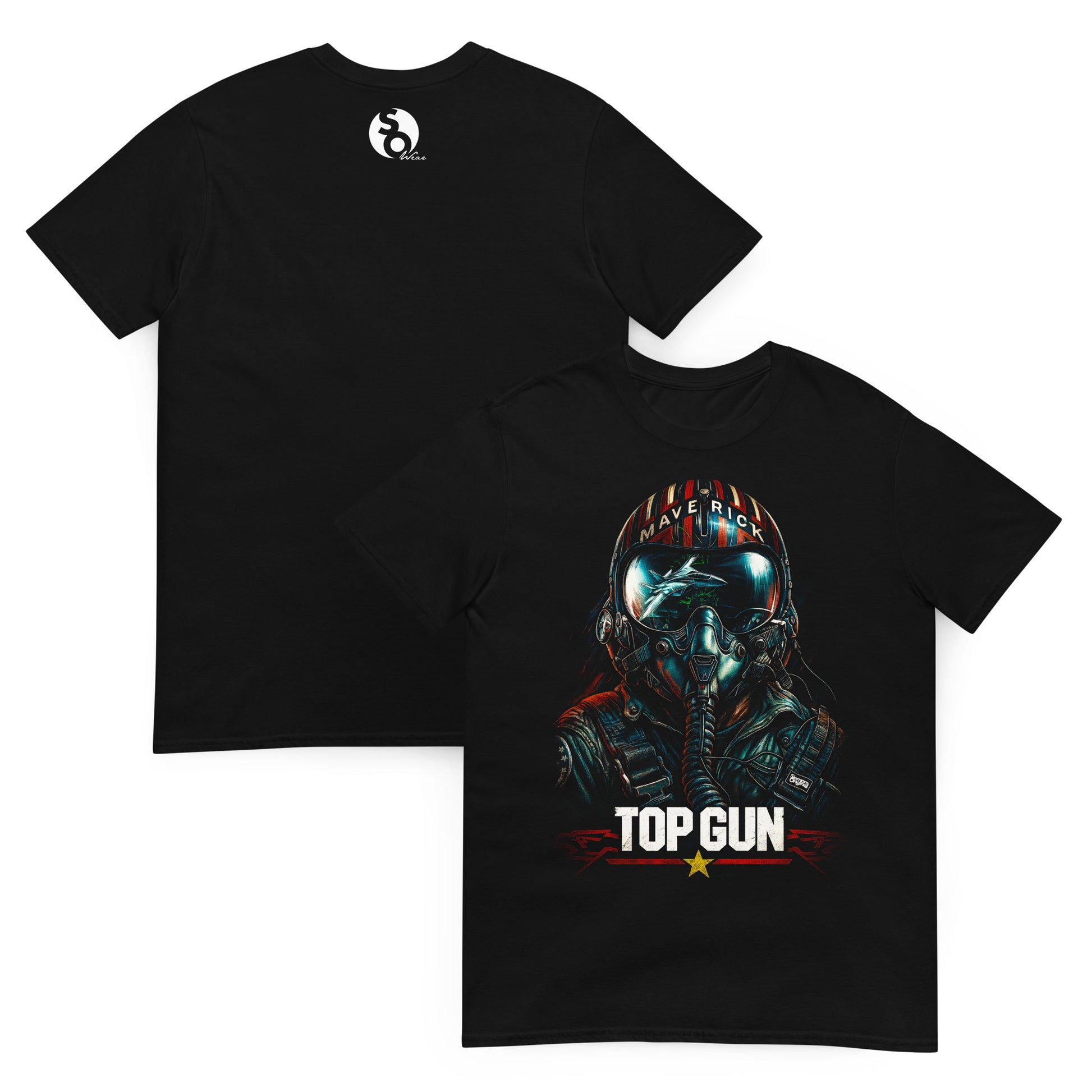 camiseta piloto maverick top gun delante y detras  negra