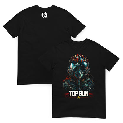 camiseta piloto maverick top gun delante y detras  negra