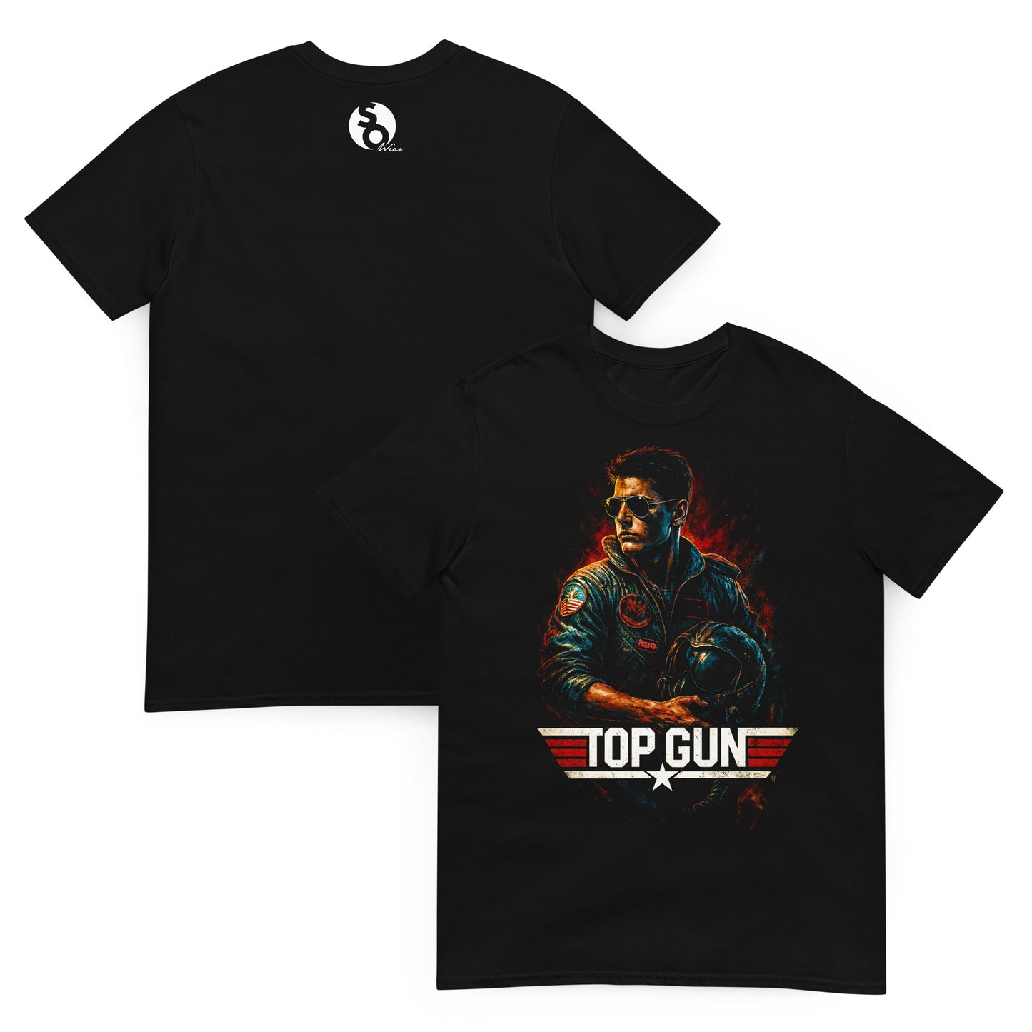 camiseta piloto maverick top gun delante y detras negra