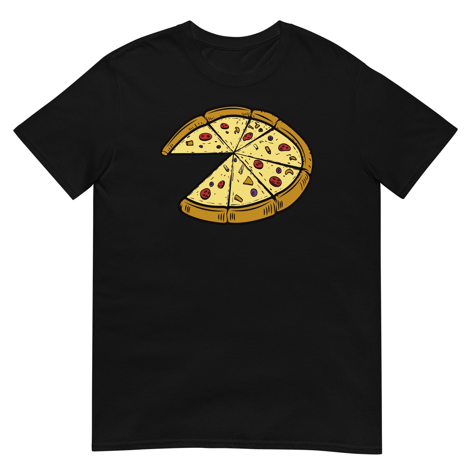camiseta pizza en color negro