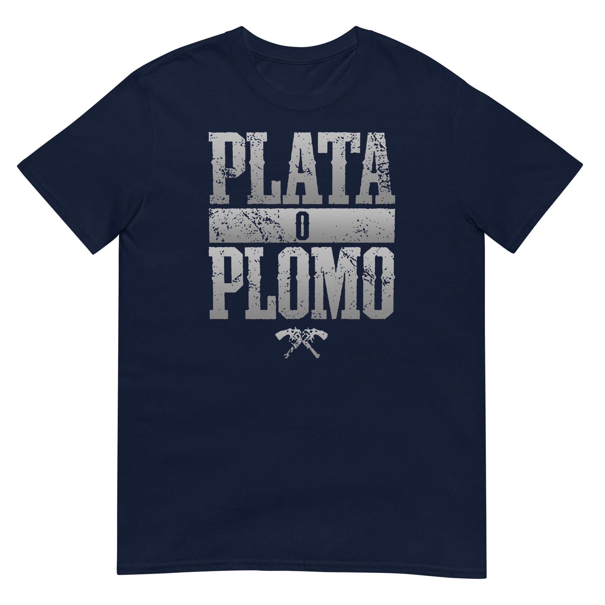 camiseta plata o plomo escobar azul marino