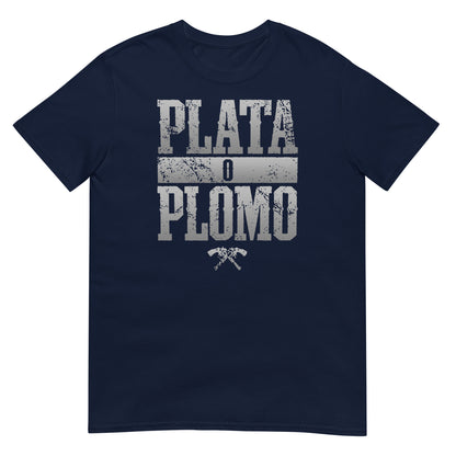 camiseta plata o plomo escobar azul marino