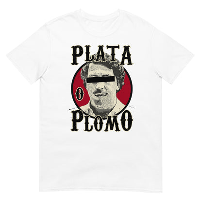 camiseta plata o plomo pablo escobar blanca