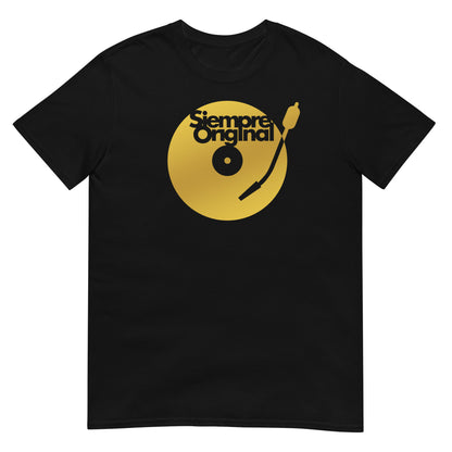 camiseta plato dj turntable disco vinilo siempre original en color negro