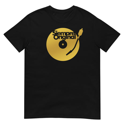 camiseta plato dj turntable disco vinilo siempre original en color negro