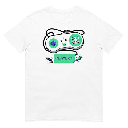 camiseta player 1 regalo dia del padre madre en color blanco