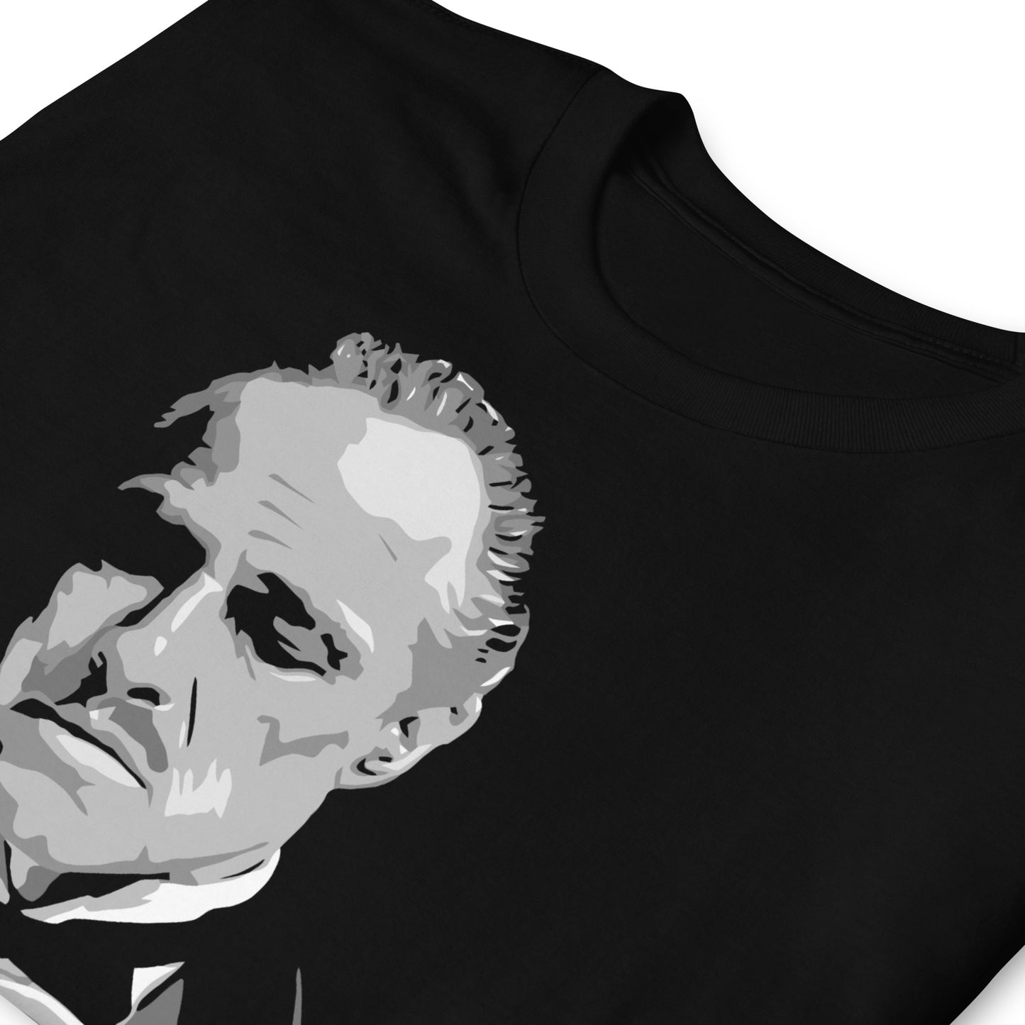 detalle de camiseta poder y respeto the godfather negra