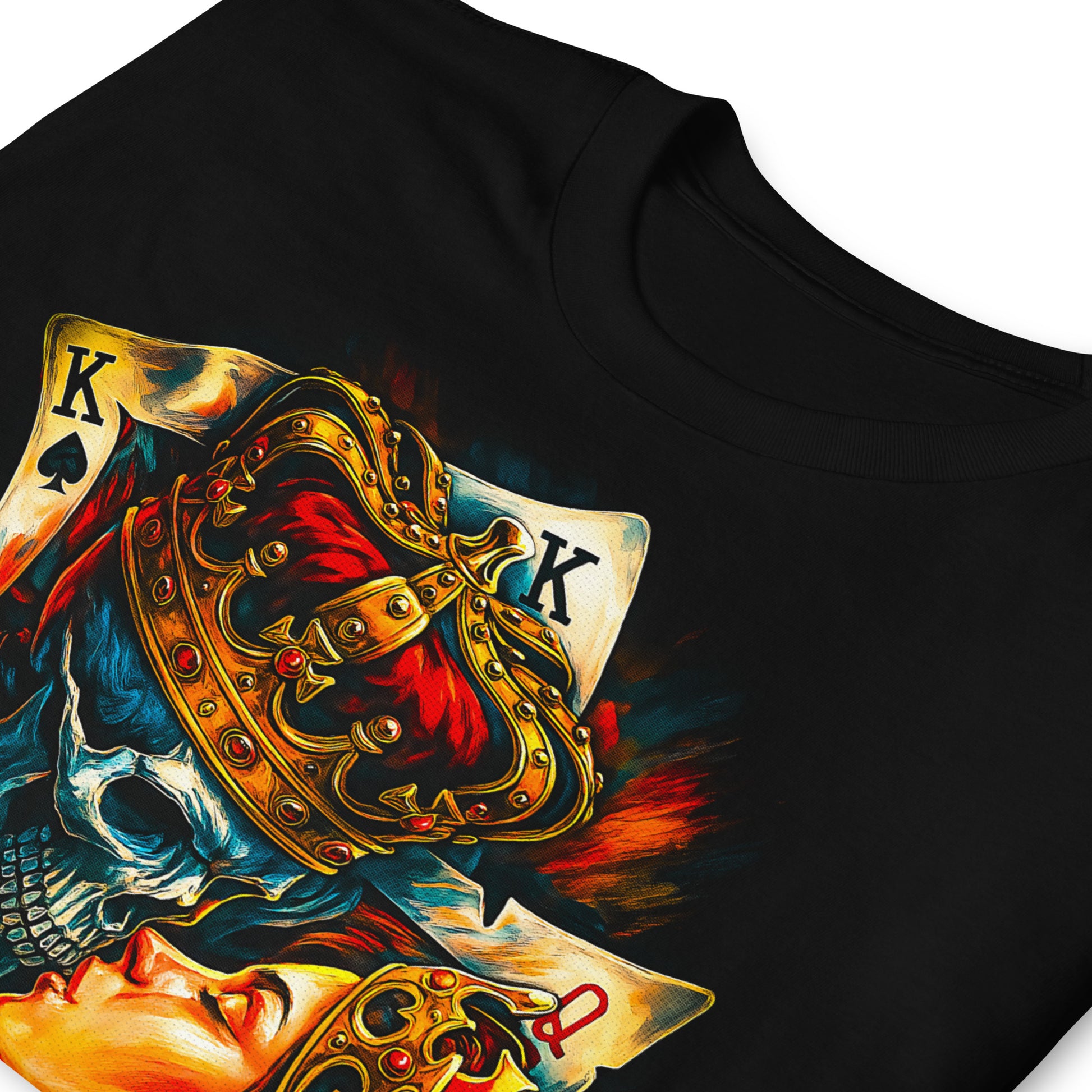 detalle de camiseta poker amor eterno negra