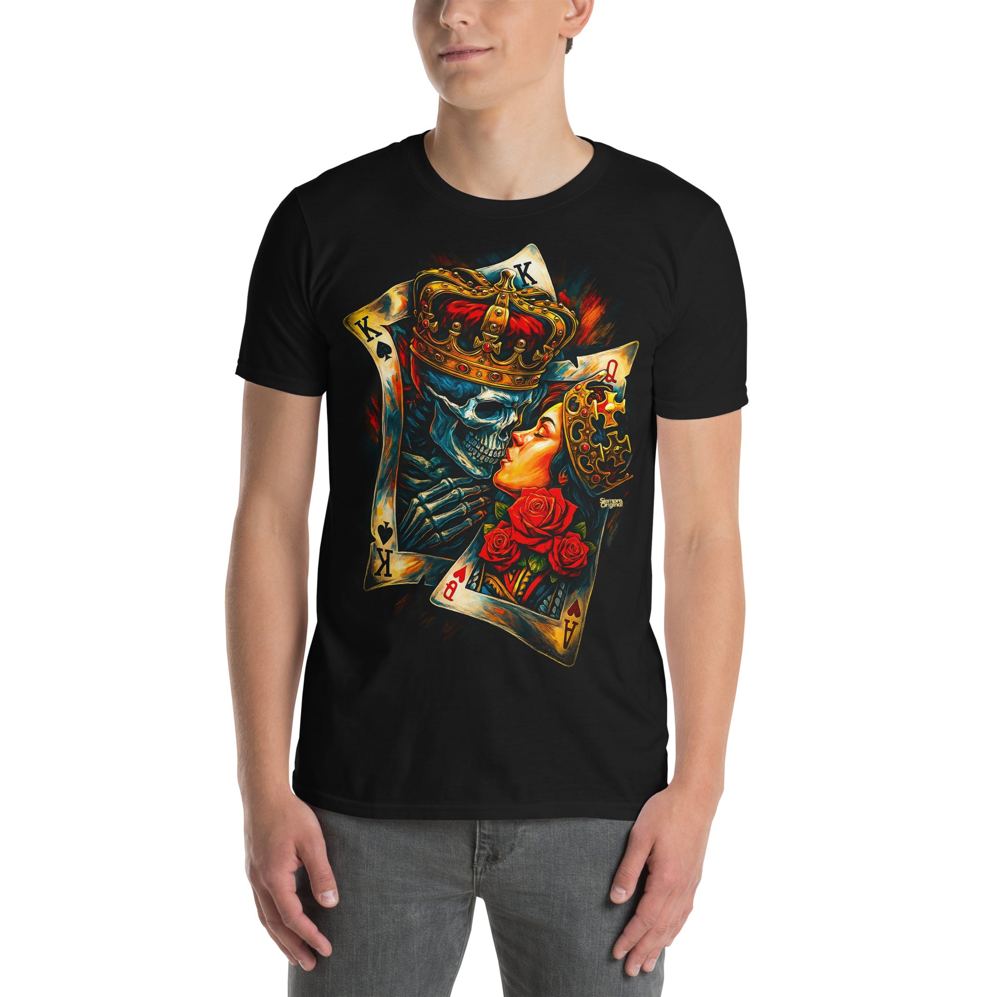 hombre con camiseta poker amor eterno negra