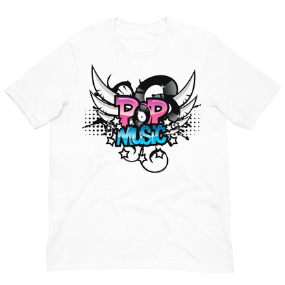 camiseta pop music blanca
