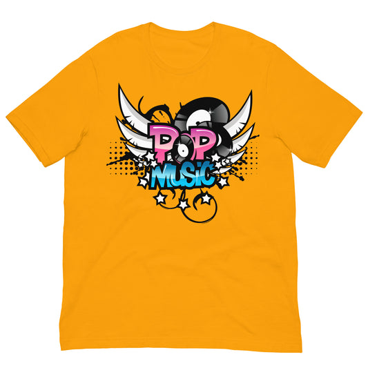 camiseta pop music amarillo mostaza