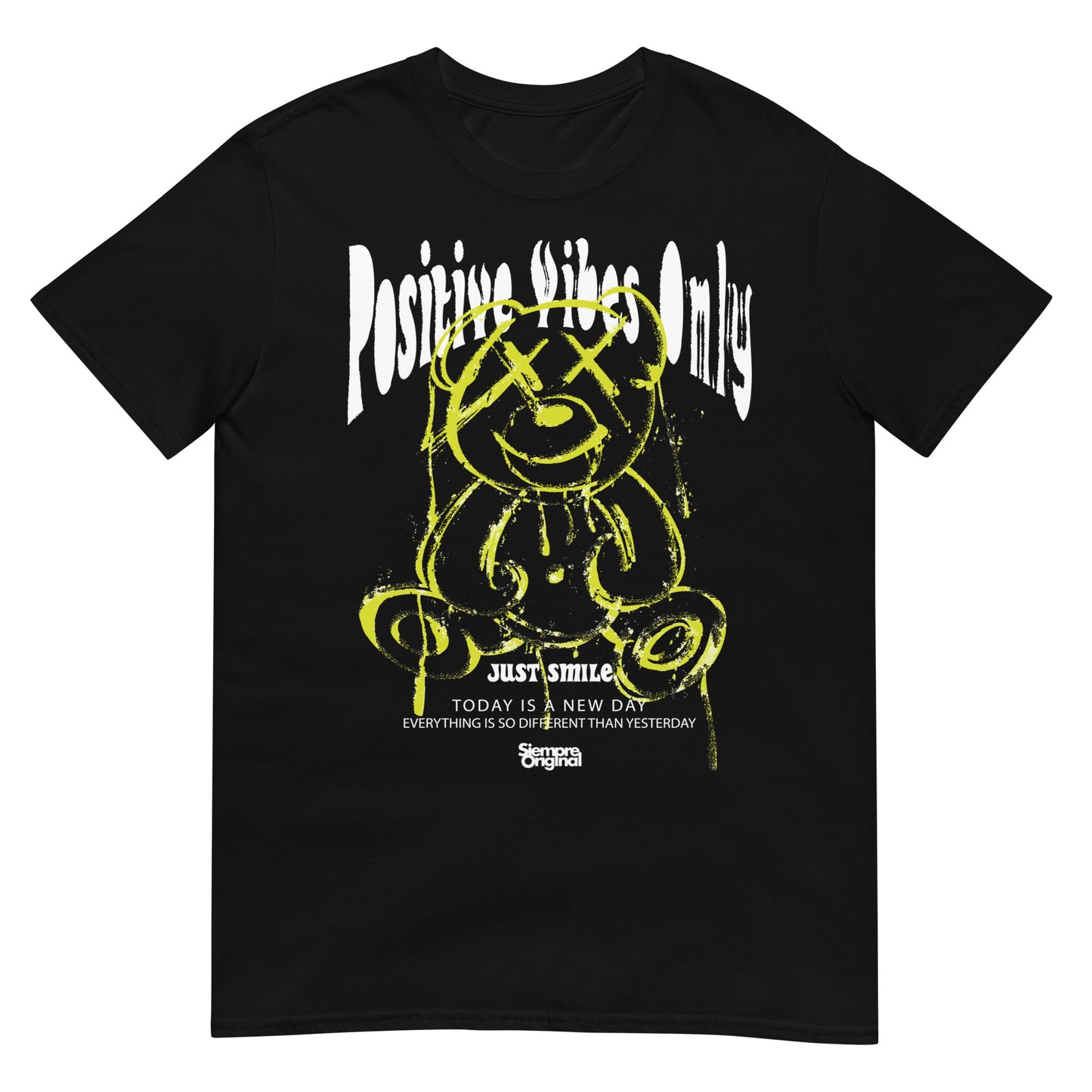 camiseta positive vibes only teddy bear siempre original urban en color negro