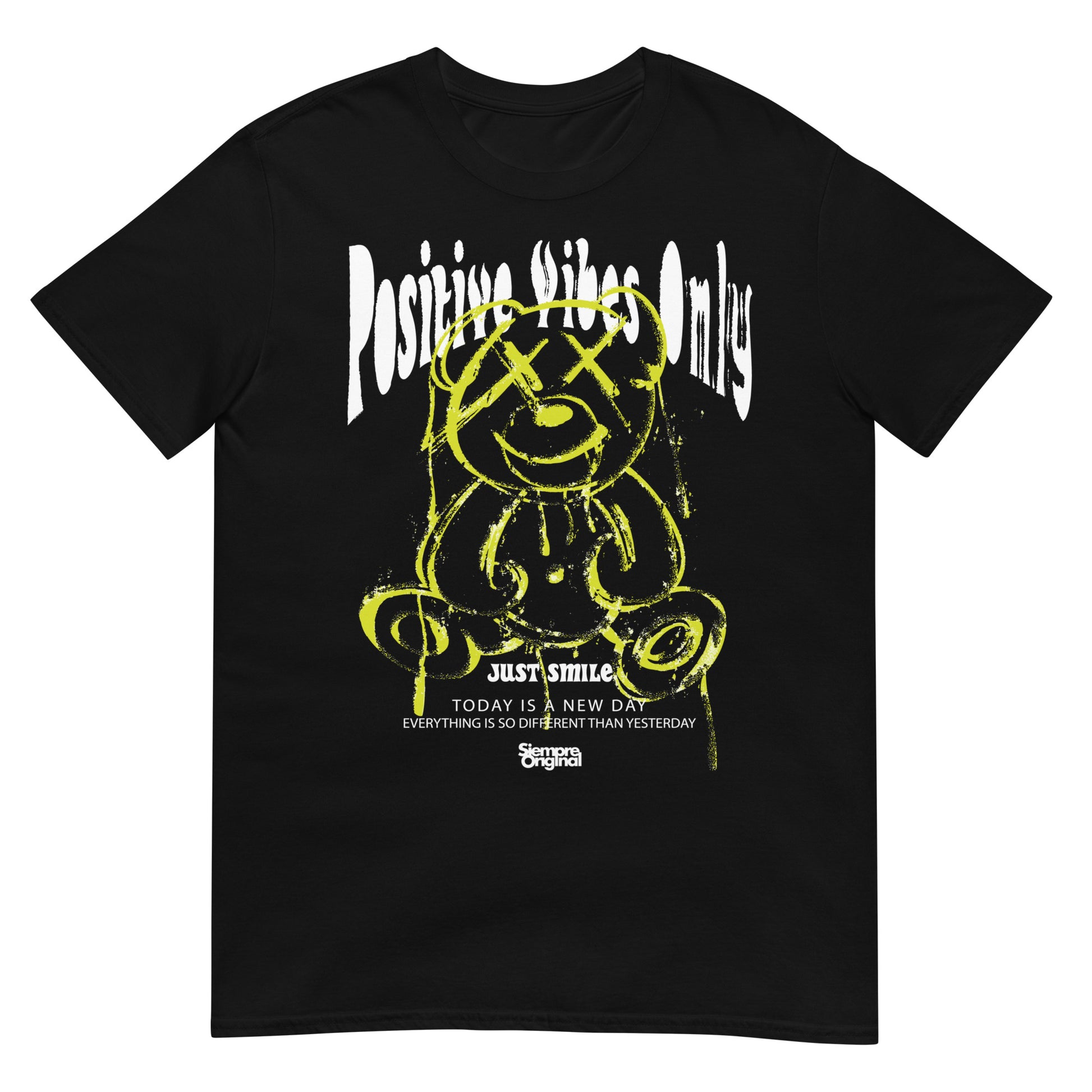 camiseta positive vibes only teddy bear siempre original urban en color negro