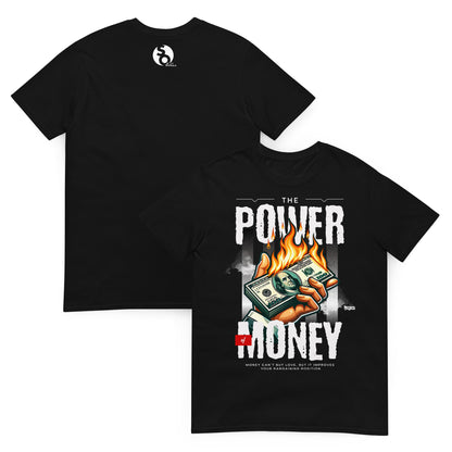 camiseta the power of money dinero urbana delante y detras negra
