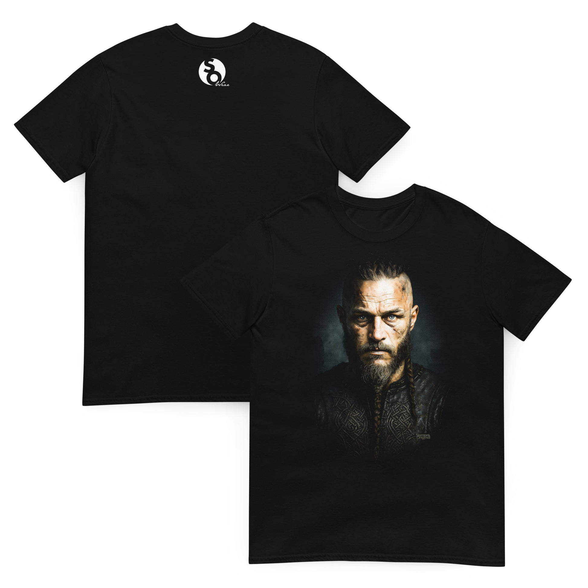 camiseta ragnar lodbrok vikings delante y detras negra