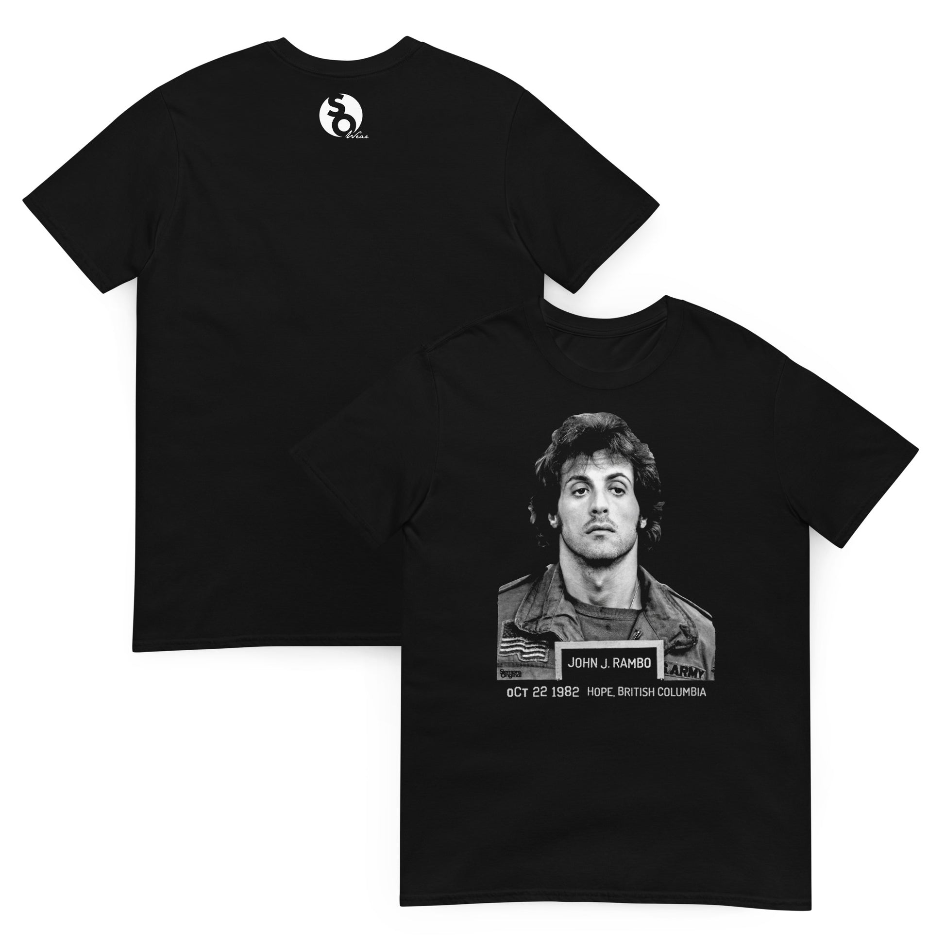 camiseta rambo foto prision first blood delante y detras negra