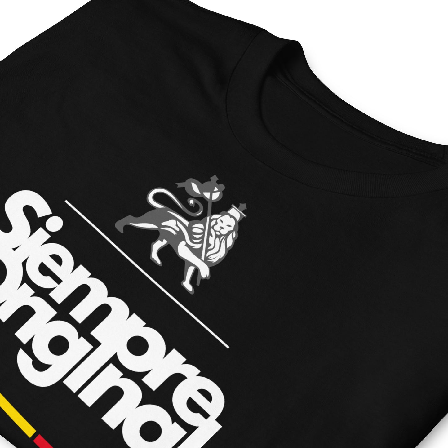 detalle de camiseta rasta leon reggae negra