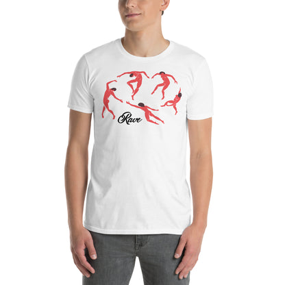 hombre con camiseta rave minimalista la danza matisse blanca