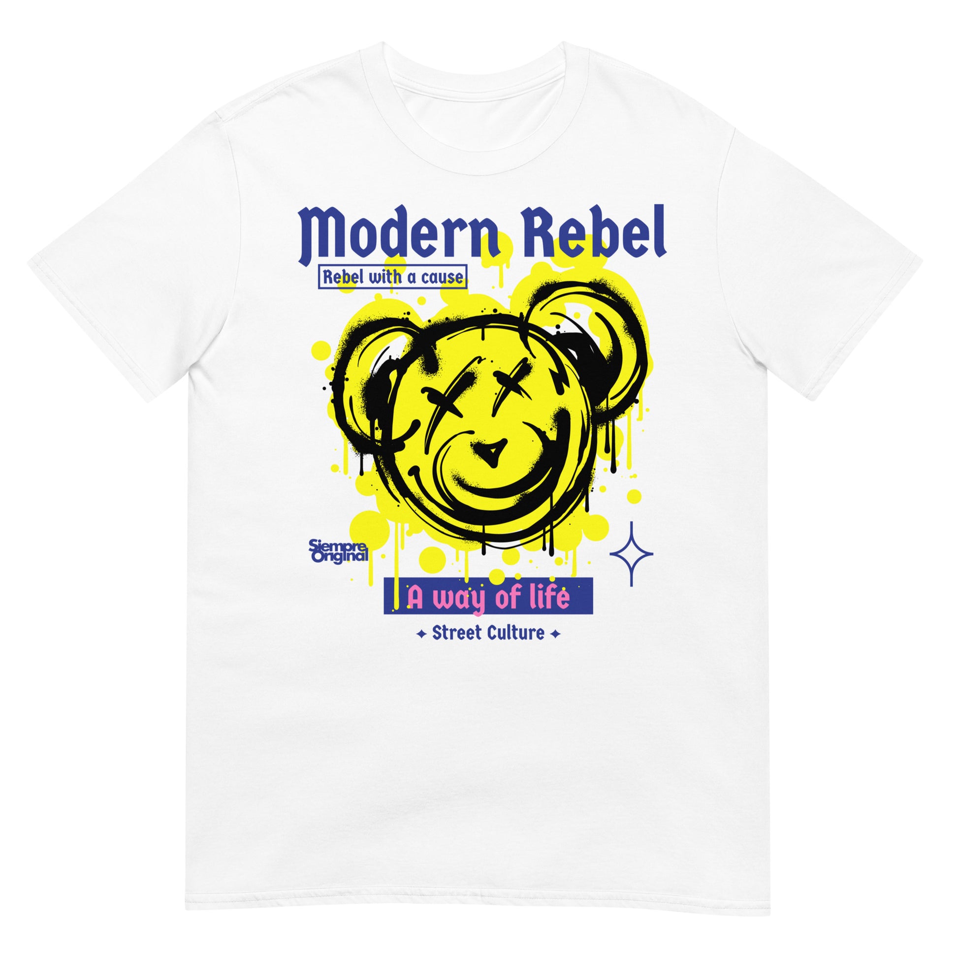 camiseta rebel with a cause teddy bear siempre original urban en color blanco