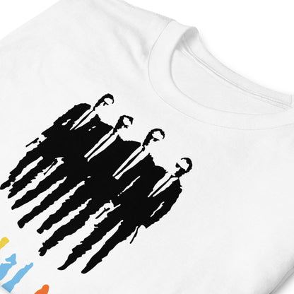 detalle de camiseta reservoir dogs tarantino blanca