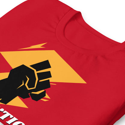 detalle de camiseta revolution roja