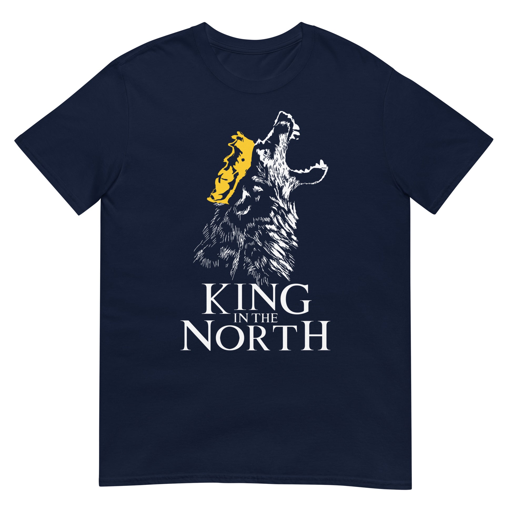 camiseta rey en el norte lobo juego de tronos azul marino
