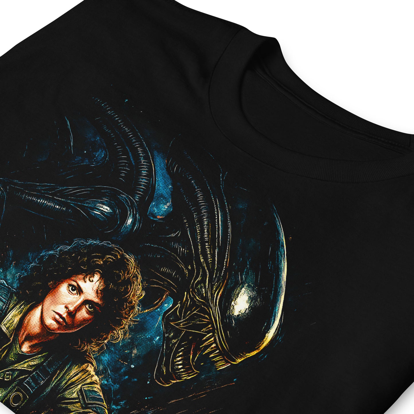 detalle de camiseta ellen ripley alien negra