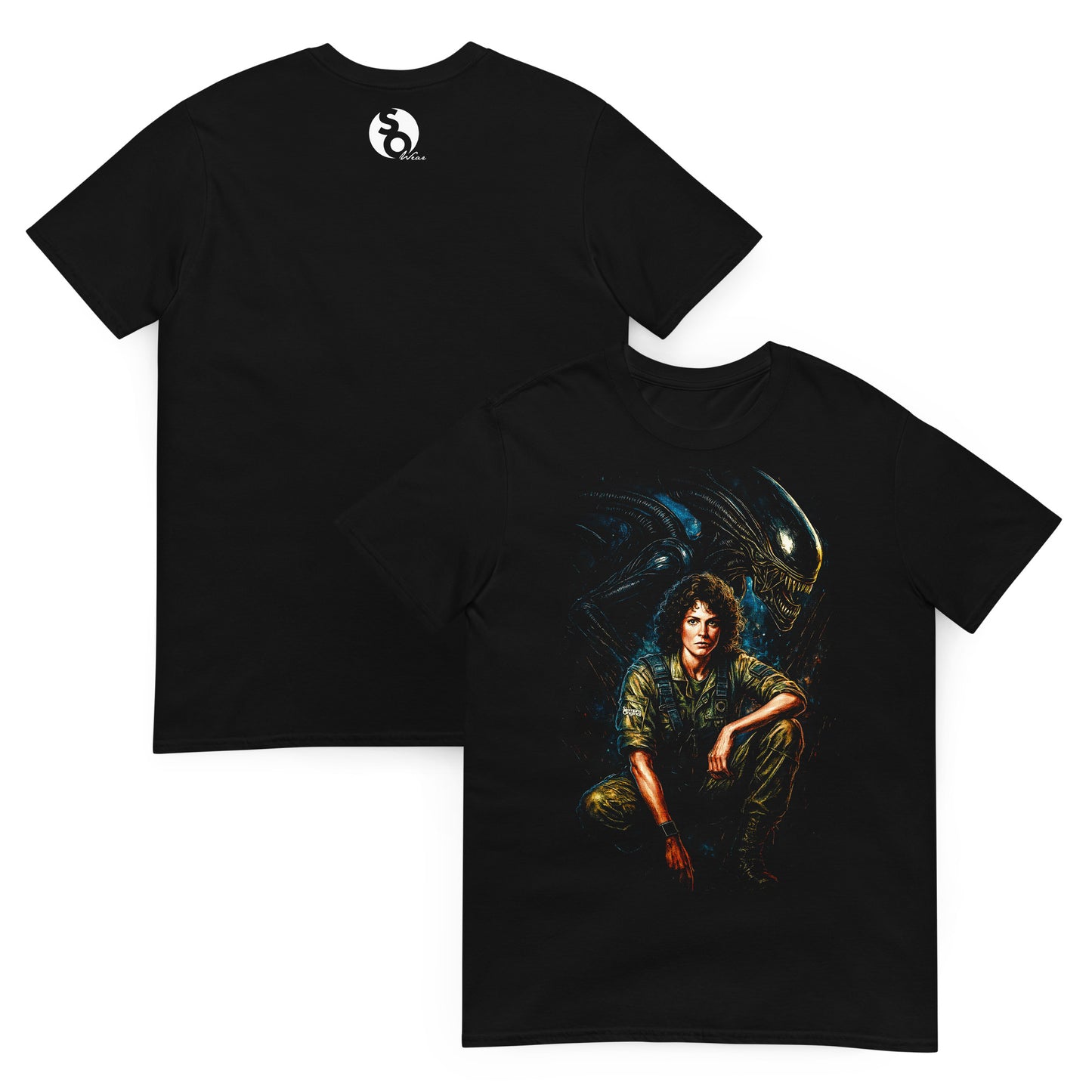 camiseta ellen ripley alien delante y detras negra