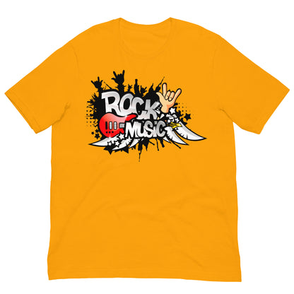 camiseta rock music amarillo mostaza