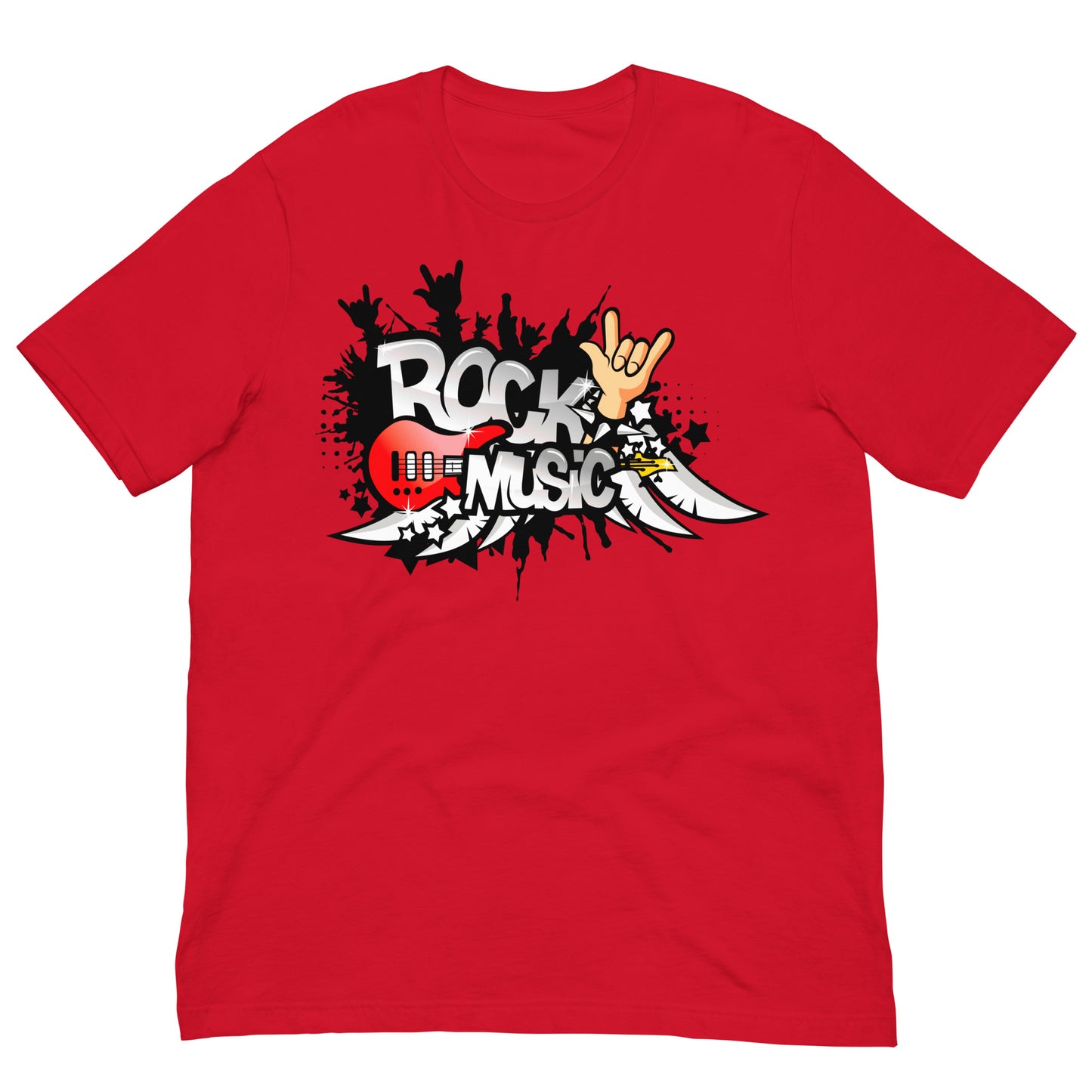 camiseta rock music roja