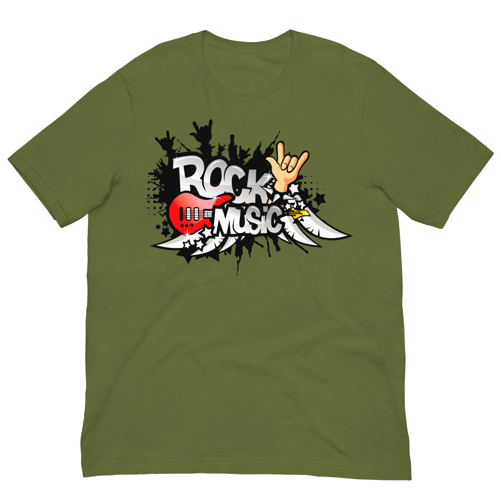 camiseta rock music verde oliva