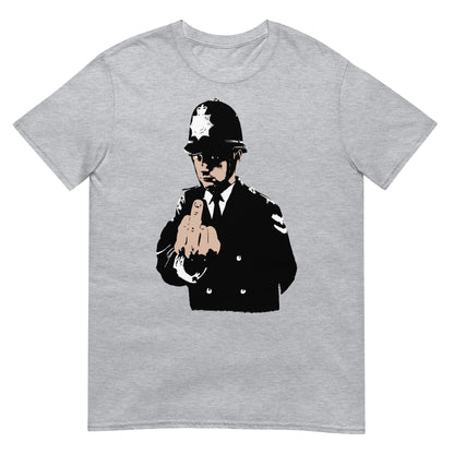 camiseta rude copper banksy gris