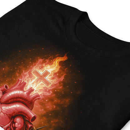 detalle de camiseta sagrado corazon de jesus en color negro