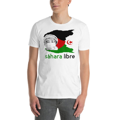 hombre con camiseta sahara occidental libre blanca