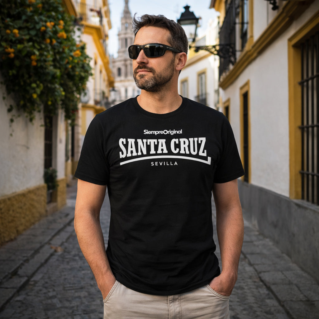 hombre con camiseta santa cruz sevilla barrio negra