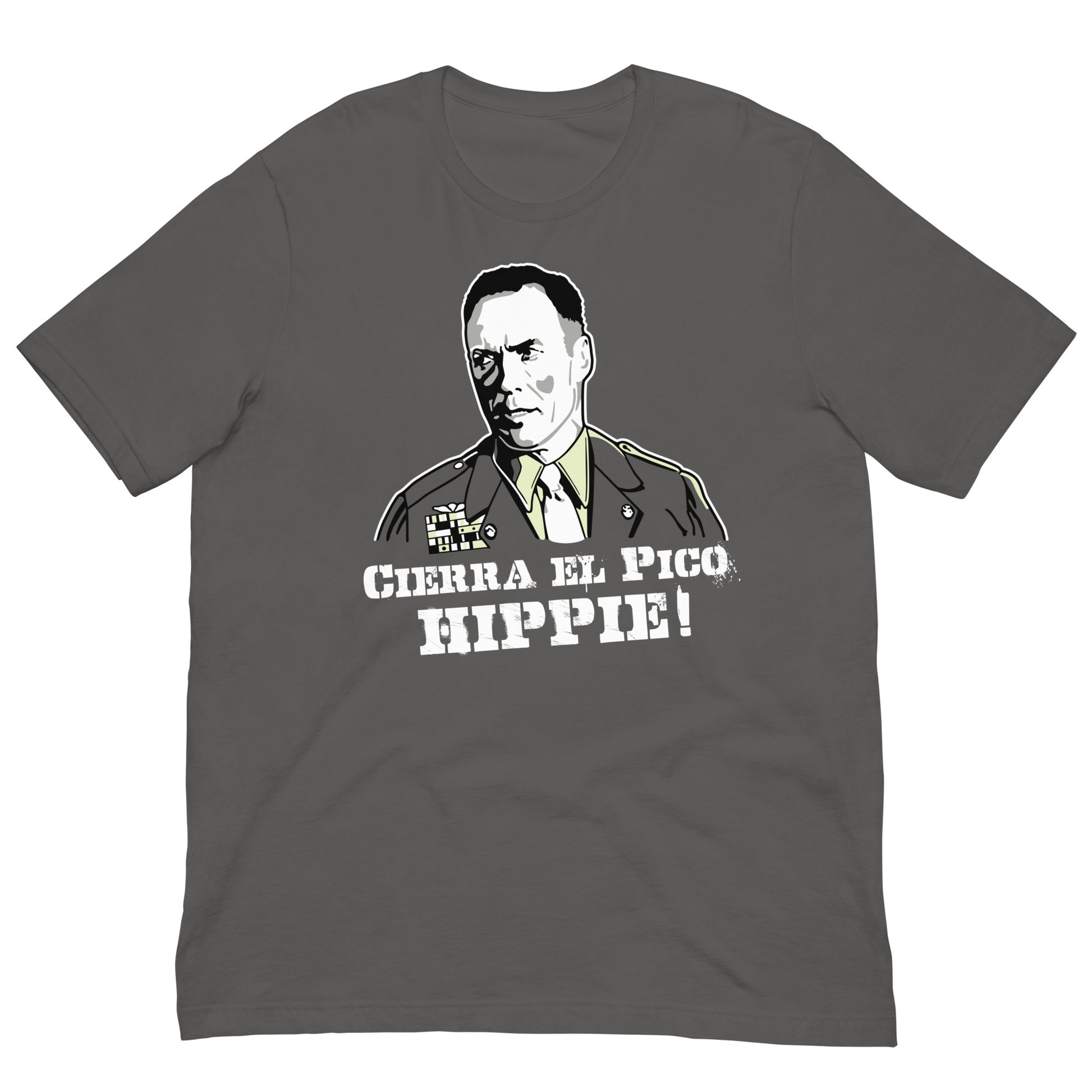 camiseta el sargento de hierro cierra el pico hippie gris