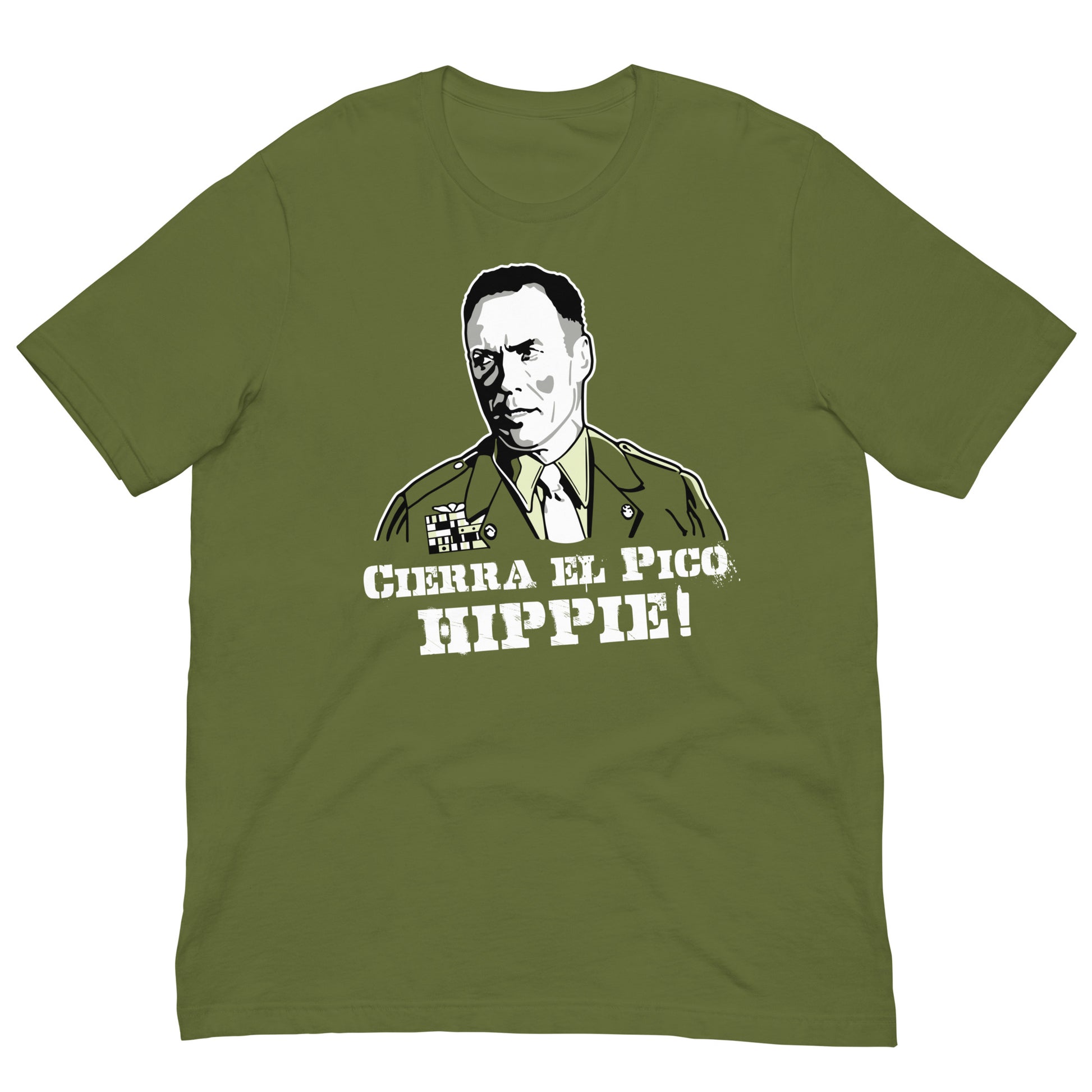 camiseta el sargento de hierro cierra el pico hippie verde oliva