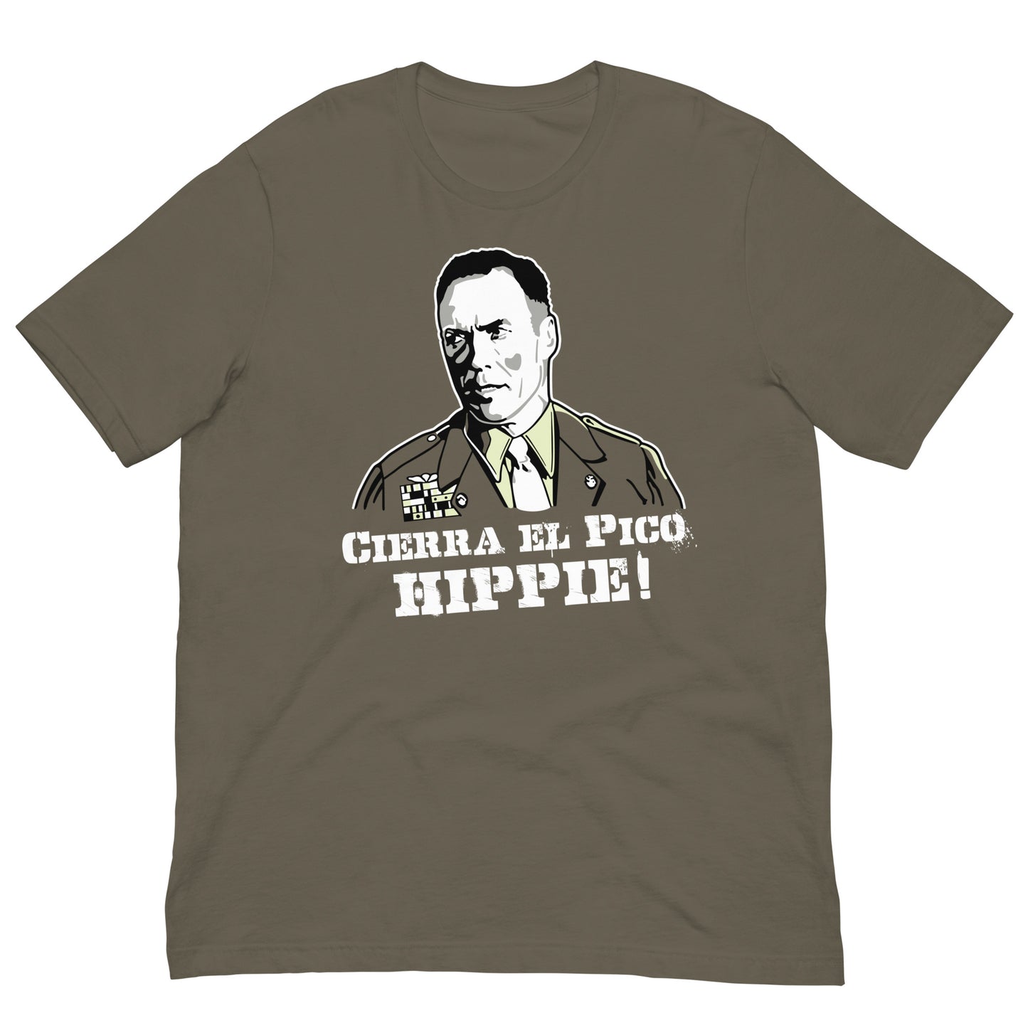 camiseta el sargento de hierro cierra el pico hippie verde militar