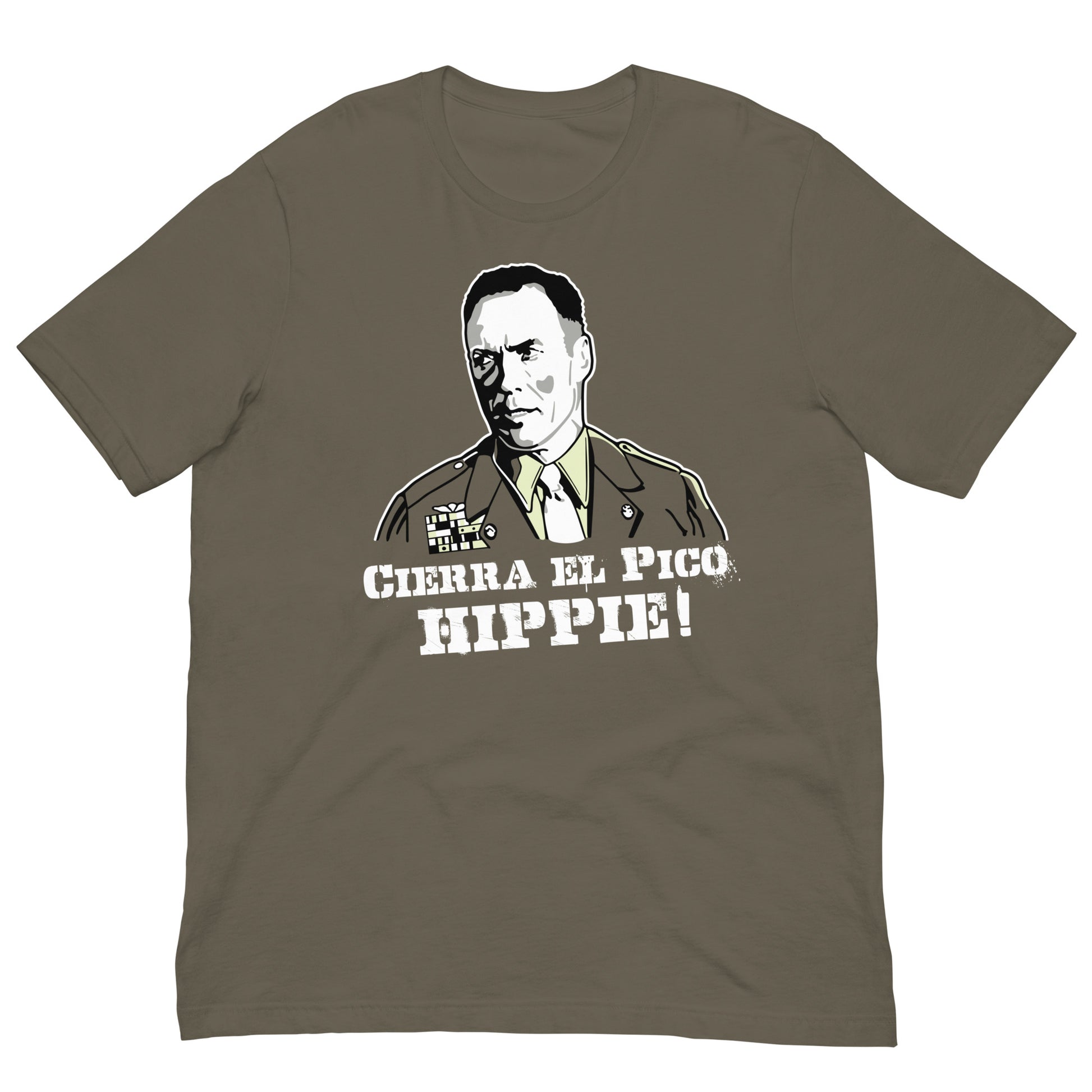 camiseta el sargento de hierro cierra el pico hippie verde militar