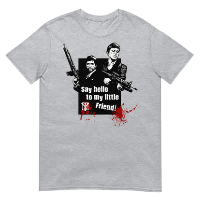 camiseta say hello to my little friend tony montana scarface gris