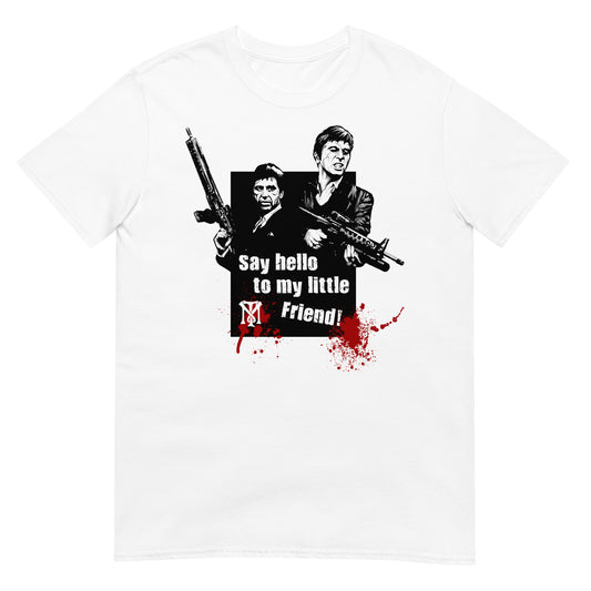 camiseta say hello to my little friend tony montana scarface blanca