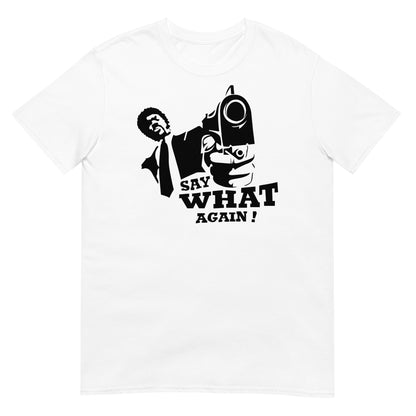 camiseta say what again pulp fiction blanca