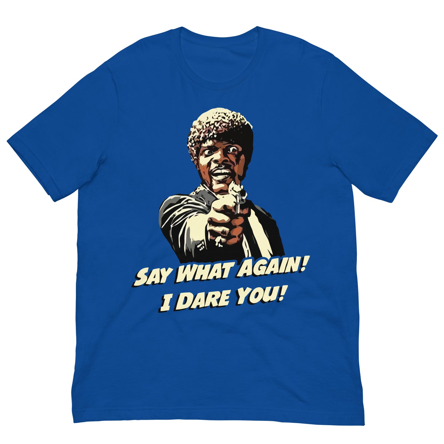 camiseta say what again i dare you pulp fiction azul royal