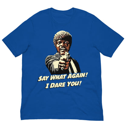 camiseta say what again i dare you pulp fiction azul royal