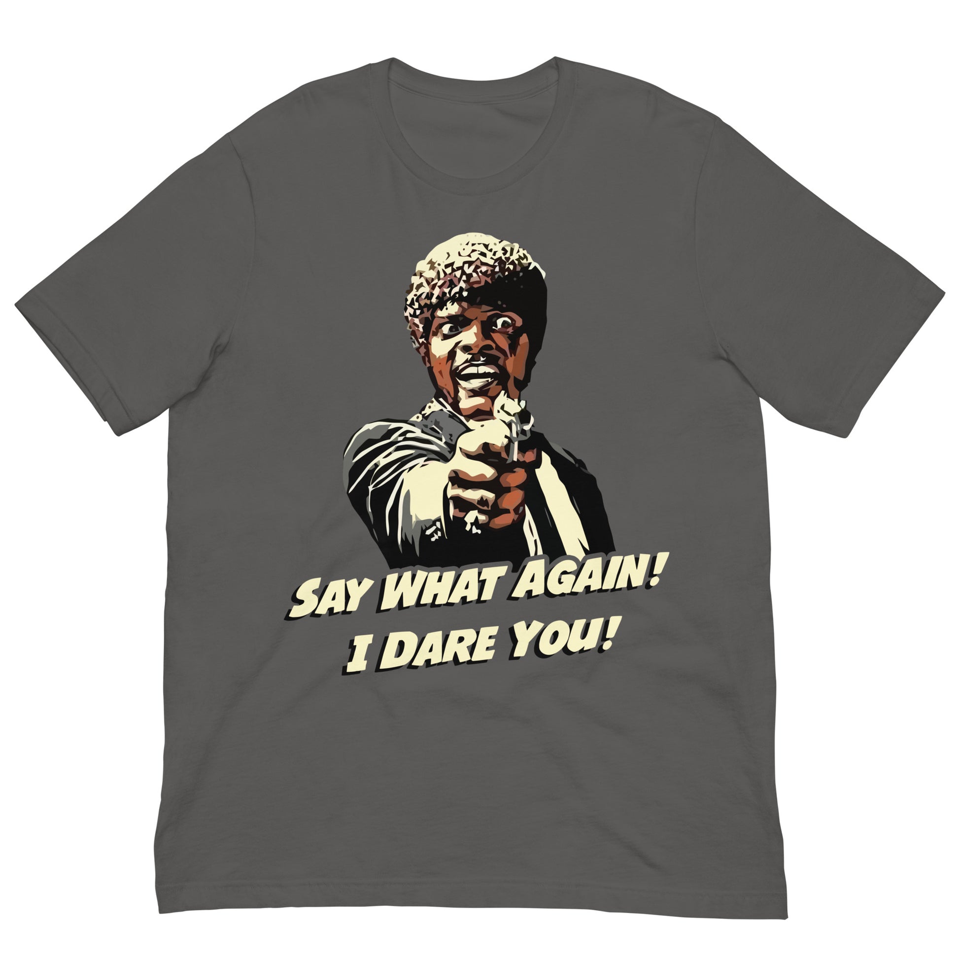 camiseta say what again i dare you pulp fiction gris