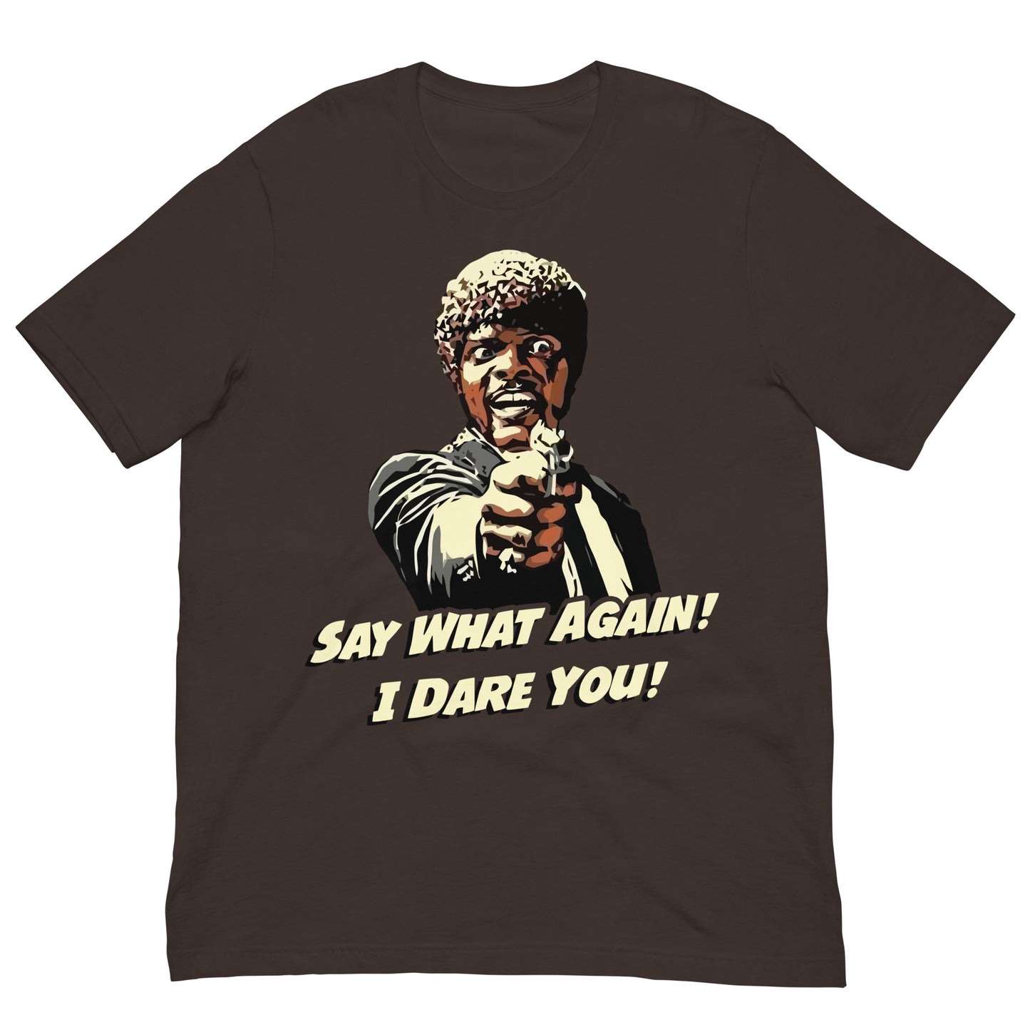 camiseta say what again i dare you pulp fiction marron